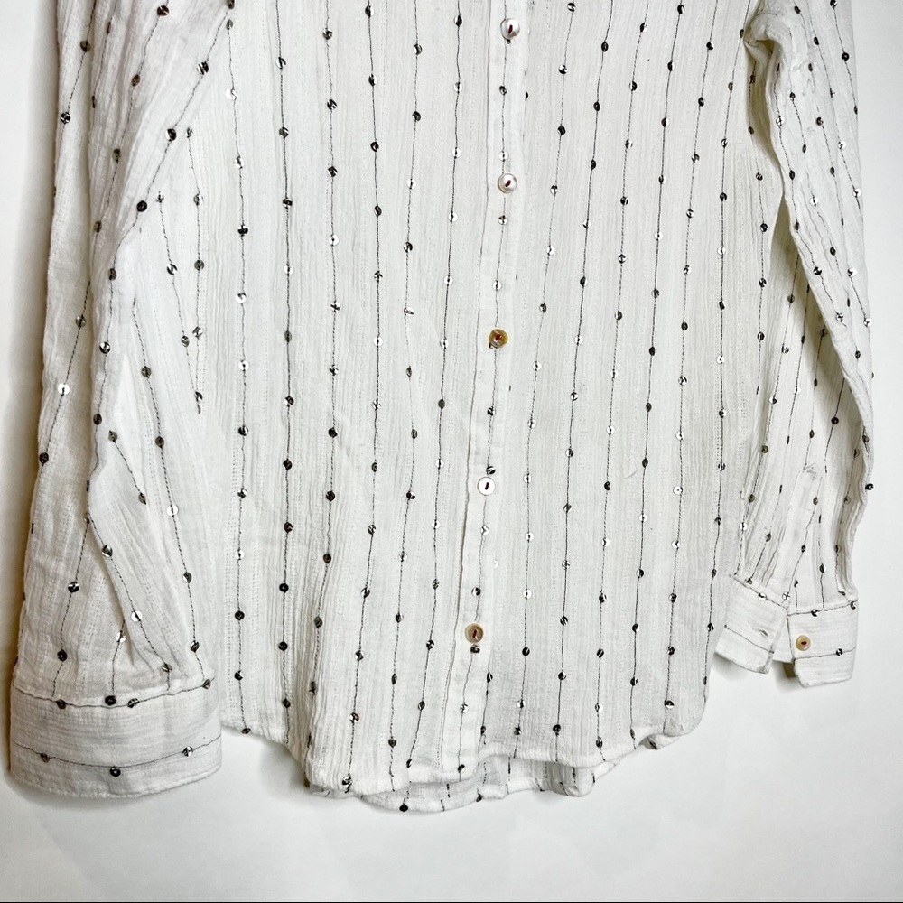 Feather Bone | Sparkle Striped Button Down Shirt - Picture 3 of 6
